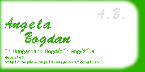 angela bogdan business card